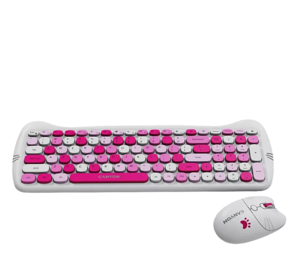 CANYON Zestaw klawiatura i mysz HSET-W6 Pink z podkładką CNS-HSETW6PK - 1283179 - zdjęcie 3